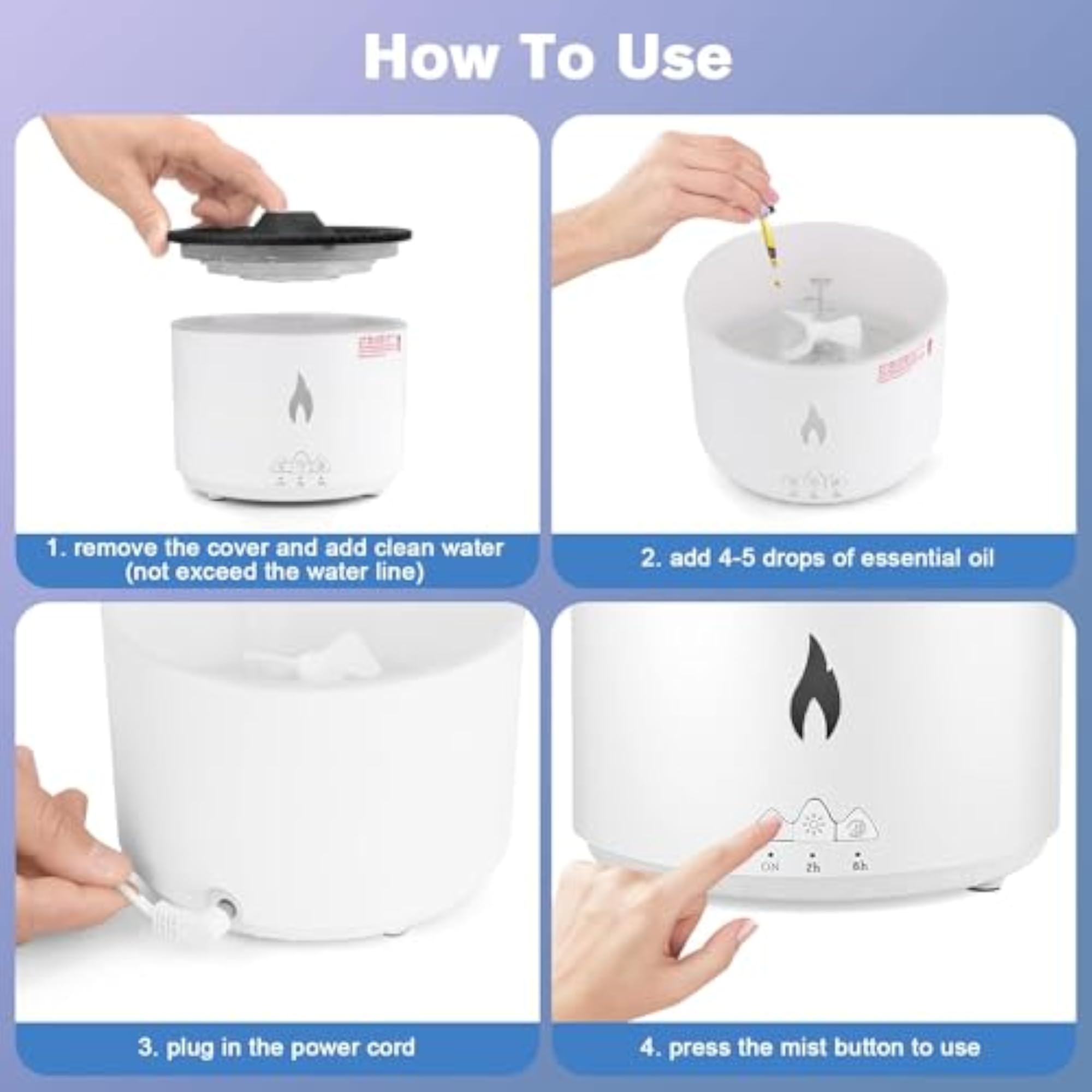 Koshiya 300ML Aromatherapy Diffuser with Flame and Volcano Mist Modes